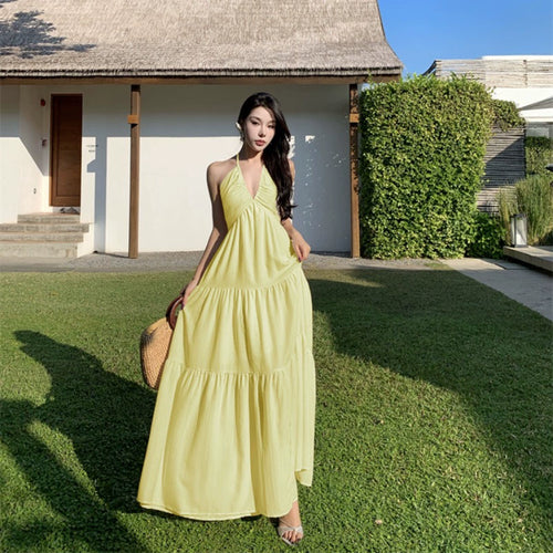 Sexy Sommerkleid, Strandlangkleid, französischer Stil