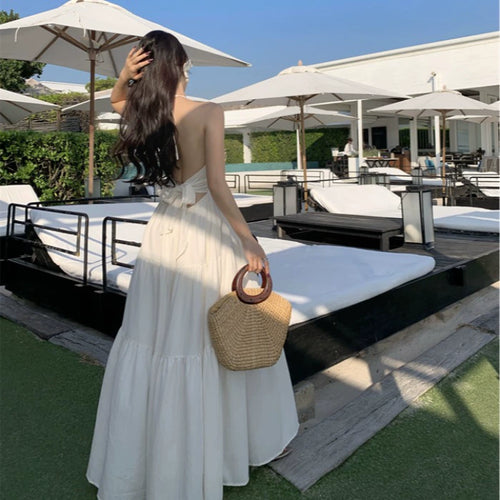 Sexy Sommerkleid, Strandlangkleid, französischer Stil